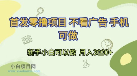 首发零撸项目 不看广告 手机可做 新手小白可以做  月入3k+【揭秘】-小白项目分享网