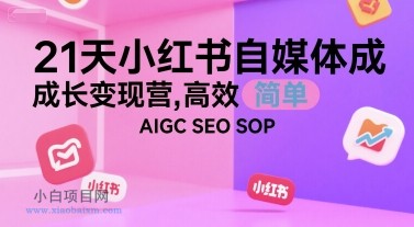 21天小红书自媒体成长变现营,高效 简单 AIGC SEO SOP
