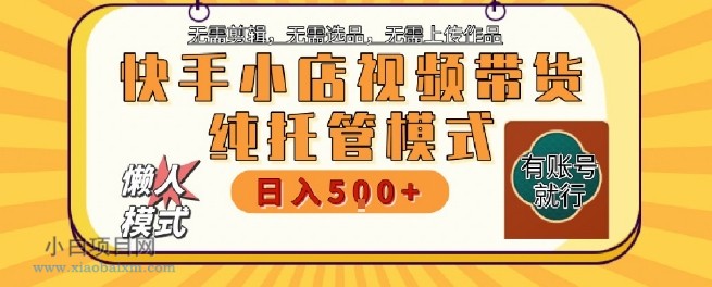 快手小店托管代运营,无需剪辑,无需选品,无需上传作品,全程无需操作,轻松月入5k+【揭秘】