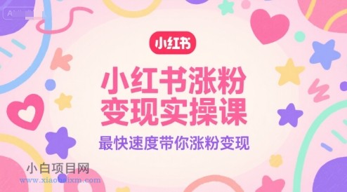 小红书涨粉变现实操课，最快速度带你涨粉变现-小白项目分享网
