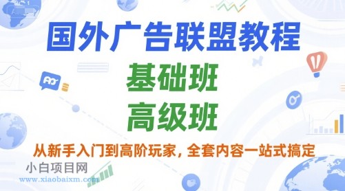 国外广告联盟教程,基础班和高级班,从新手入门到高阶玩家,全套内容一站式搞定
