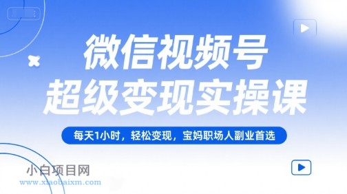 微信视频号超级变现实操课,每天1小时,轻松变现,宝妈职场人副业首选