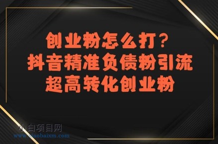 创业粉怎么打?抖音精准负债粉引流,超高转化创业粉