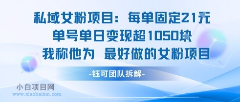 私域女粉项目:每单固定21块,单日变现超1k+,最好做的女粉项目-小白项目分享网