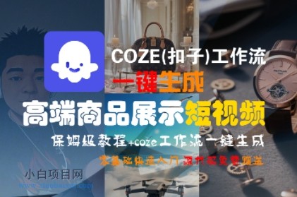 COZE(扣子)工作流一键生成高端商品展示短视频，保姆级教程，零基础快速人门-小白项目分享网