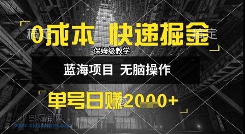 0成本快递掘金玩法，日入1k+，小白30分钟上手，收益嘎嘎猛【揭秘】-小白项目分享网