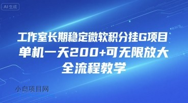 工作室长期稳定微软积分挂G项目，单机一天200+可无限放大，全流程教学【揭秘】-小白项目分享网