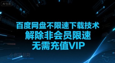 百度网盘不限速下载技术，解除非会员限速，无需充值VIP-小白项目分享网