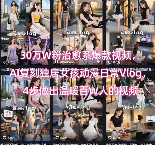 30万W粉治愈系爆款视频，AI复刻独居女孩动漫日常Vlog，4步做出温暖百W人的视频-小白项目分享网