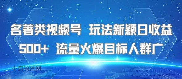 名著类视频号 玩法新颖日收益500+ 流量火爆目标人群广-小白项目分享网