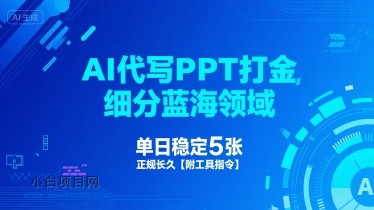 AI代写PPT打金，细分蓝海领域，单日稳定5张，正规长久【附工具指令】-小白项目分享网