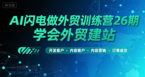 AI闪电做外贸训练营26期，学会外贸建站-开发客户-内容营销-订单成交-小白项目分享网