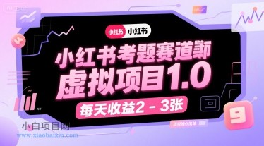 小红书考题赛道虚拟项目1.0,项目操作简单,每天收益2-3张