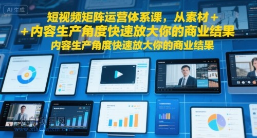 短视频矩阵运营体系课,从素材+内容生产角度快速放大你的商业结果