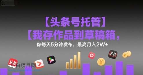 【头条号托管 】我存作品到草稿箱，你每天5分钟发布，最高月入2W+【揭秘】-小白项目分享网
