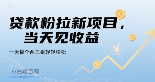 贷款粉拉新项目,当天见收益,一天搞个两三张轻轻松松【揭秘】