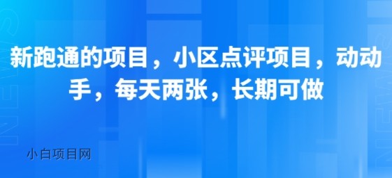 新跑通的项目,小区点评项目,动动手,每天两张,长期可做