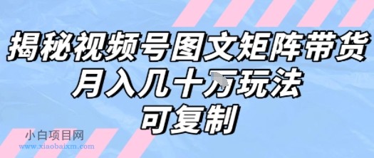 解密视频号图文矩阵带货,月入几个W的打法,可复制