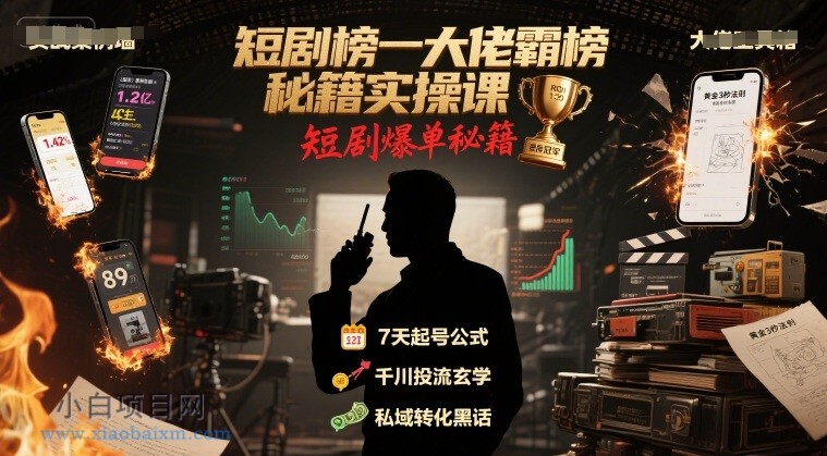 短剧榜一大佬霸榜秘籍实操课,短剧爆单秘籍