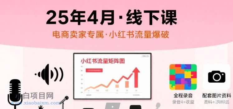 小红书25年4月线下课程，电商卖家小红书流量课，录音+图片-小白项目分享网
