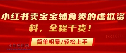 小红书卖宝宝辅食类的虚拟资料，从引流到私域变现，全程干货，简单粗暴，轻松上手-小白项目分享网