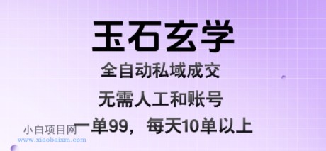 玉石玄学全自动私域成交,一单99每天十单以上,无需人工和矩阵账号,蓝海项目直接干【揭秘】