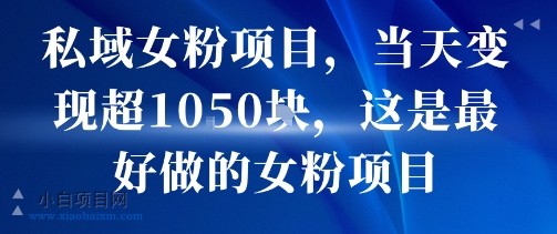 私域女粉项目，当天变现超1k，这是最好做的女粉项目，可放大操作-小白项目分享网