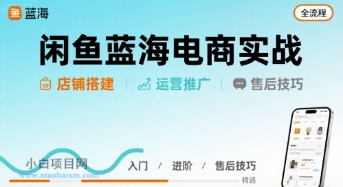 闲鱼蓝海电商实战，店铺搭建运营售后全流程-小白项目分享网