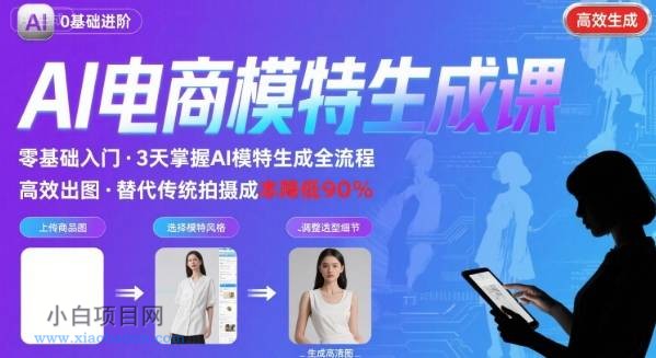 AI模特进阶课程，0基础高效生成逼真电商模特图-小白项目分享网