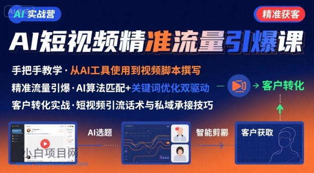 AI+短视频引爆精准客户实战营，手把手教你引爆Ai短视频精准流量-小白项目分享网