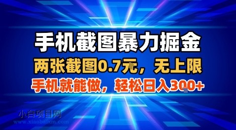 手机截图暴力掘金,两张截图0.7米,一部手机就能做,轻松日入3张+【揭秘】