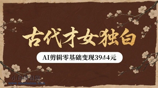 古代才女独白视频新玩法单条视频变现多张，AI剪辑零基础即可上手-小白项目分享网