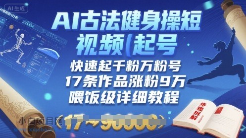 AI古法健身操短视频起号，快速起千粉万粉号，17条作品涨粉9W(喂饭级详细教程)-小白项目分享网
