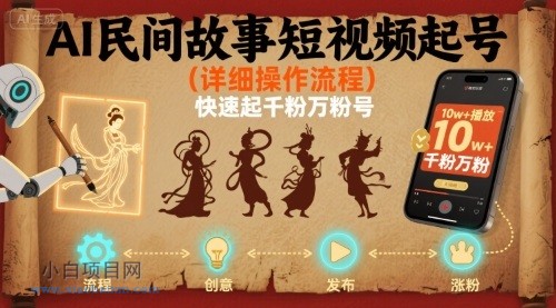 AI民间故事短视频起号，详细操作流程，快速起千粉万粉号-小白项目分享网