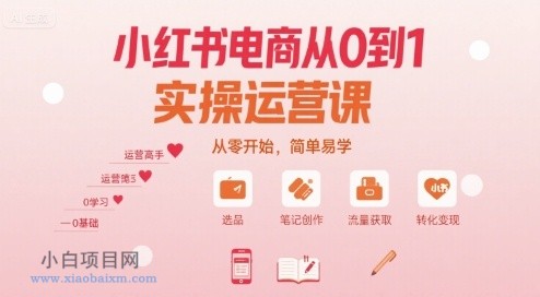 小红书电商从0到1实操运营课,从零开始,简单易学