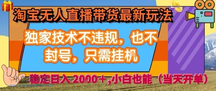 淘宝无人直播带货最新玩法，独家技术不违规，也不封号，全自动运行，只需挂着，  稳定日入2k【揭秘】-小白项目分享网