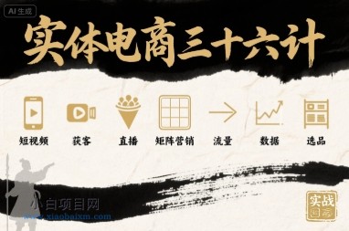 实体电商三十六计，短视频-获客-直播-矩阵营销-流量-数据-选品-小白项目分享网