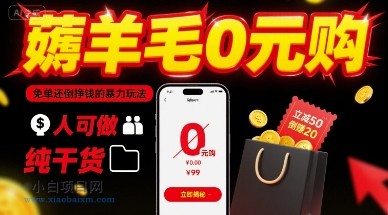 薅羊毛0元购,免单还倒挣钱的暴力玩法,人人可做,纯干货