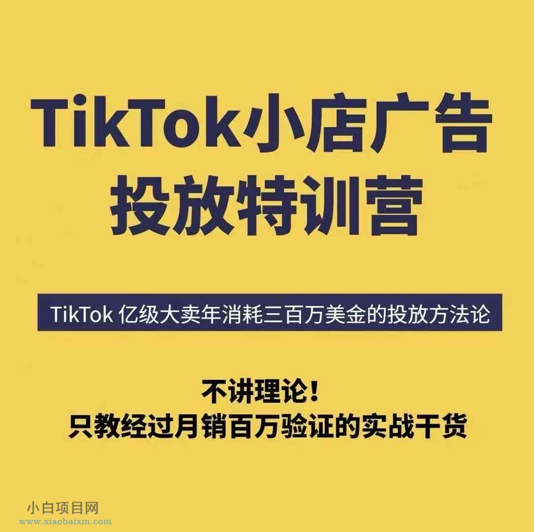 TikTok小店广告投放特训营,6天破局计划专治各种“投不动”,教你经过月销百万验证的实战干货