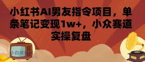 小红书AI男友指令项目,单条笔记变现1w+,小众赛道实操复盘