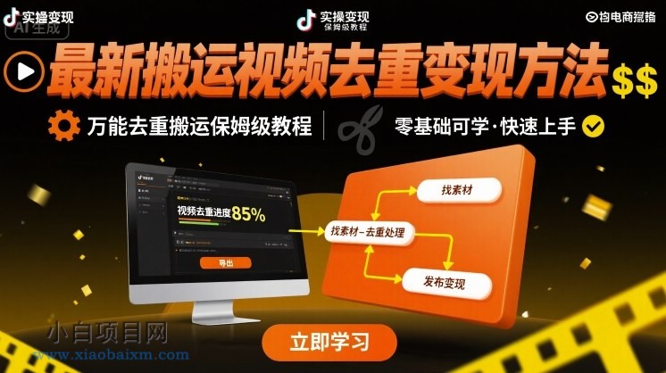 最新搬运视频去重变现方法,万能去重搬运保姆级教程