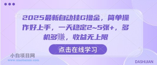 2025最新自动挂G撸金,简单操作好上手,一天稳定2~5张+,多机多賺,收益无上限【揭秘】-小白项目分享网