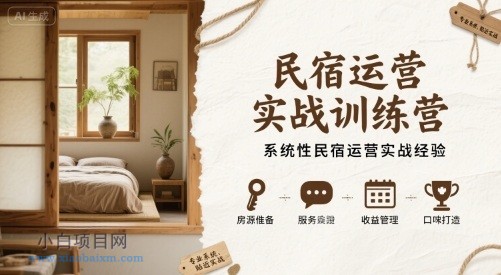 民宿运营实战训练营，系统性民宿运营实战经验-小白项目分享网