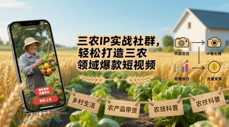 三农IP实战社群，轻松打造三农领域爆款短视频-小白项目分享网