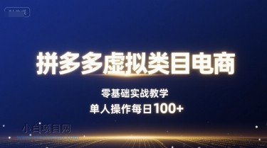 拼多多虚拟类目电商,零基础实战教学,单人操作每日100+