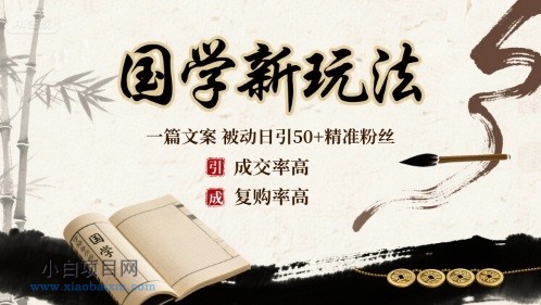 国学新玩法：一篇文案  被动日引50+精准粉丝成交率高  复购率高-小白项目分享网