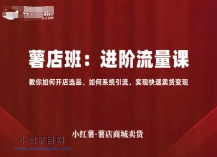 小红薯薯店商城卖货,进阶流量课,教你如何开店选品、如何系统引流,实现快速卖货变现