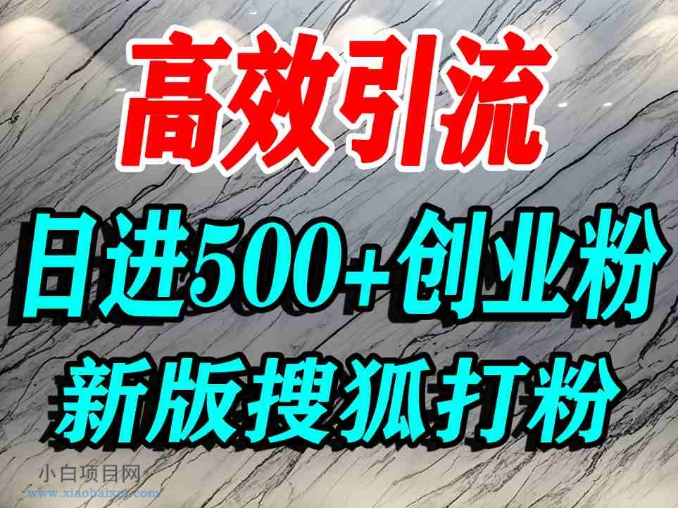 怎么打创业粉？搜狐网打精准创业粉，打粉引流教程，单人日引500+精准创业粉-小白项目分享网