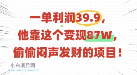 一单利润39.9,有人靠这个变现几十个,偷偷闷声发财的项目