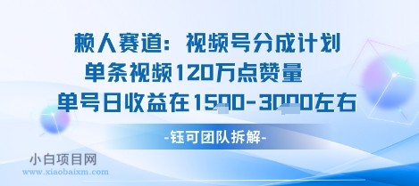 视频号分成计划新赛道玩法，单条收益突破了120W，综合收益在3k上下-小白项目分享网